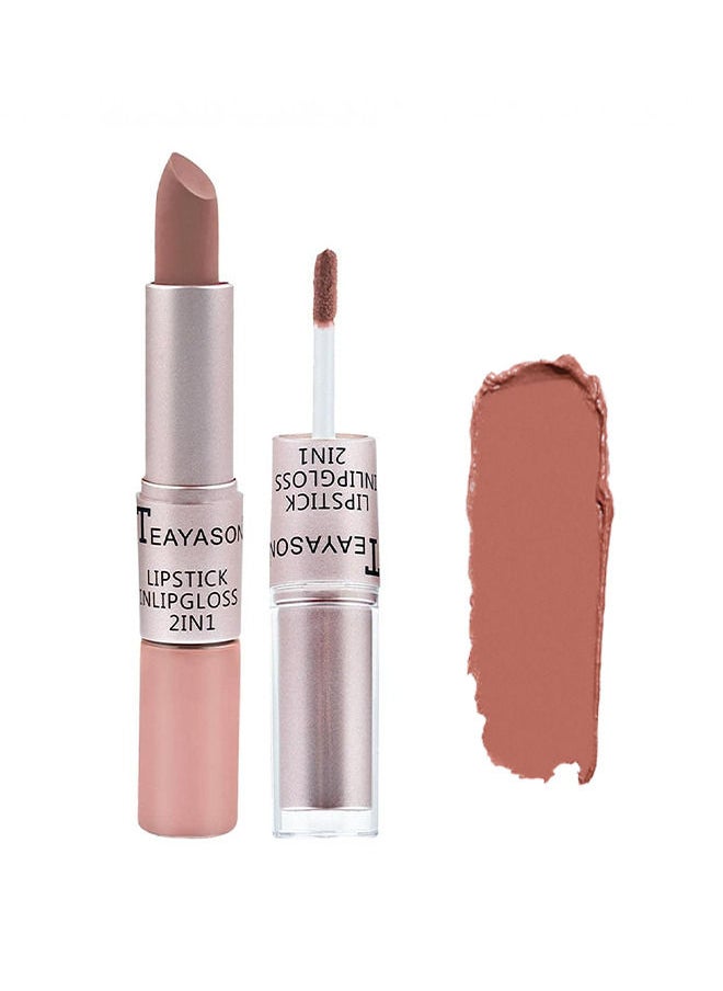 TEAYASON - 2 in 1 Matte Lipstick Lip Gloss, Cream Matte Lipstick & Liquid Lipstick, Double-ended Design Nude Velvet Lipstick Lip Glaze for Waterproof Long-lasting Non-stick Cup Lip Makeup - Image 1