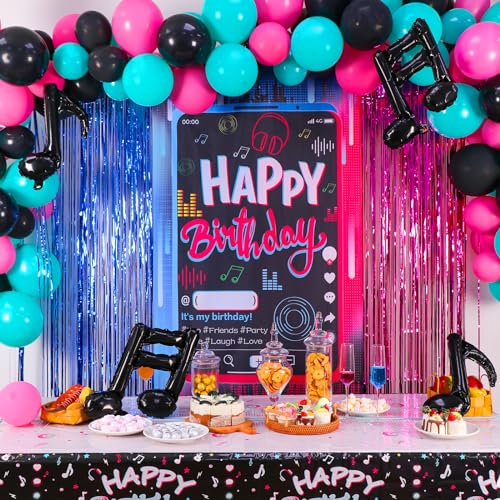 OurWarm Tik Tok Birthday Party Decorations 135Pcs Happy Birthday Decorations Includes Banner Fringe Backdrop Balloons Arch Tablecloth for Party Supplies - Image 1