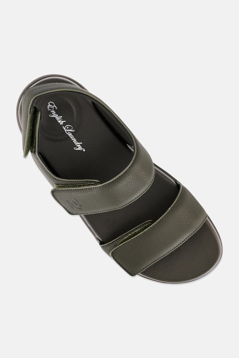 English Laundry Men Velcro Closure Sandals, Olive - Image 3