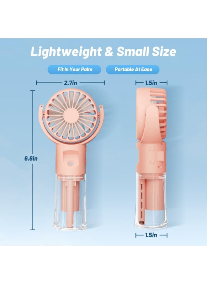 Mist Fan, 7 Blades, 4 Levels of Airflow, Handheld Mist Fan, Mist Fan, Cooling, Large Capacity Battery, Portable Mini Fan, Portable, Lightweight, 4 Colors (F4 Pink)