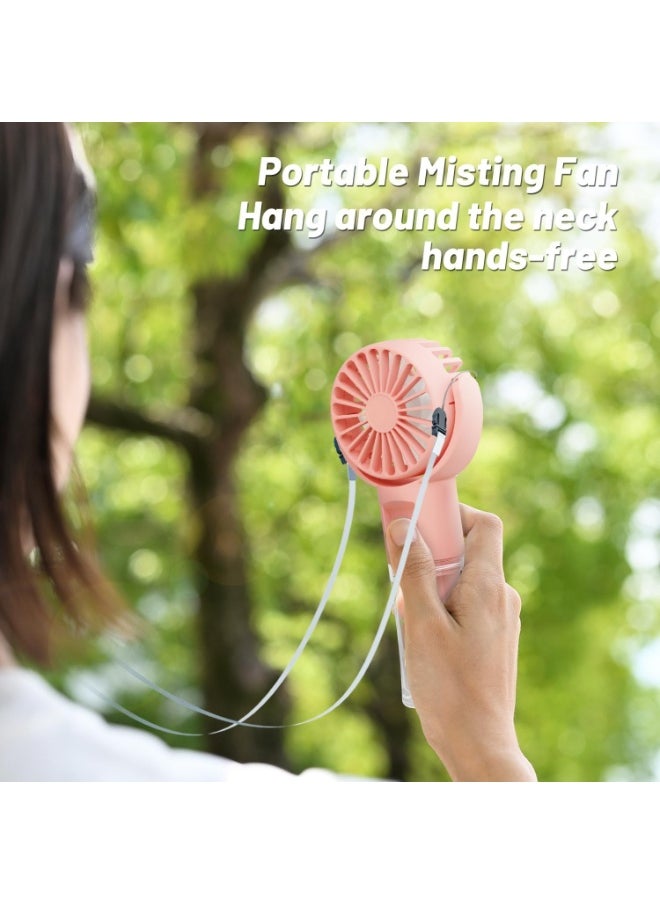 Mist Fan, 7 Blades, 4 Levels of Airflow, Handheld Mist Fan, Mist Fan, Cooling, Large Capacity Battery, Portable Mini Fan, Portable, Lightweight, 4 Colors (F4 Pink)
