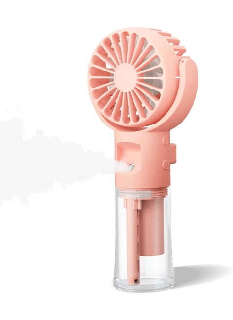 Mist Fan, 7 Blades, 4 Levels of Airflow, Handheld Mist Fan, Mist Fan, Cooling, Large Capacity Battery, Portable Mini Fan, Portable, Lightweight, 4 Colors (F4 Pink)