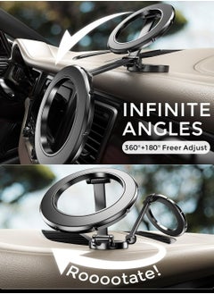 Dominy Car Phone Mount for MagSafe,Magnetic Car Phone Holder,360° Rotation Strong Magnet,Phone Holder for Car, Stand Hands Free Car Holder Phone Mount Car Fit for iPhone 15 14 13 12 Pro Max Plus Mini Magsafe Cases (Black)  - Image 4
