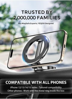 Dominy Car Phone Mount for MagSafe,Magnetic Car Phone Holder,360° Rotation Strong Magnet,Phone Holder for Car, Stand Hands Free Car Holder Phone Mount Car Fit for iPhone 15 14 13 12 Pro Max Plus Mini Magsafe Cases (Black)  - Image 2