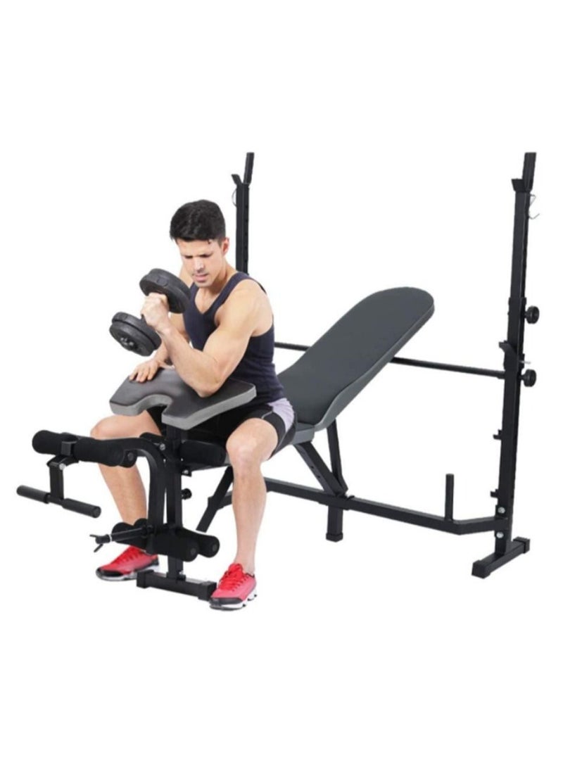 Heavy Duty Multifunction Adjustable Weightlifting Bench with Preacher Curl Leg Developer Crunch Handle for Home Gym Fitness - Image 5