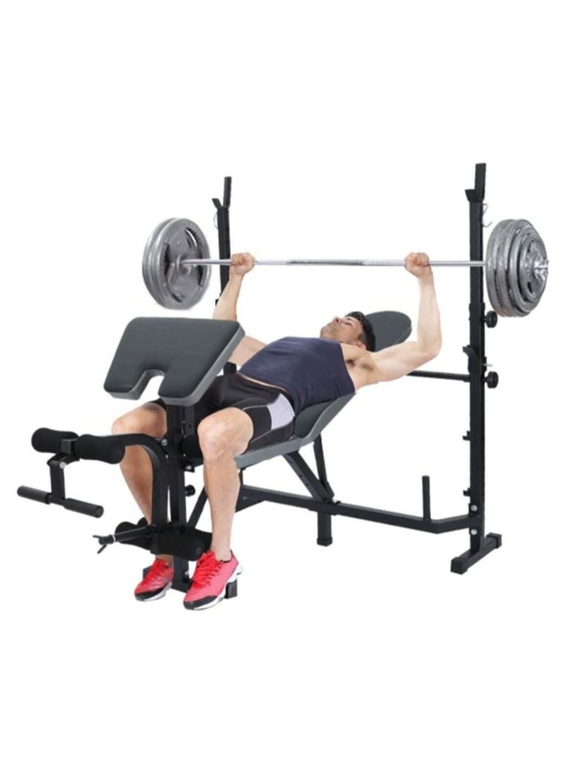 Heavy Duty Multifunction Adjustable Weightlifting Bench with Preacher Curl Leg Developer Crunch Handle for Home Gym Fitness - Image 4
