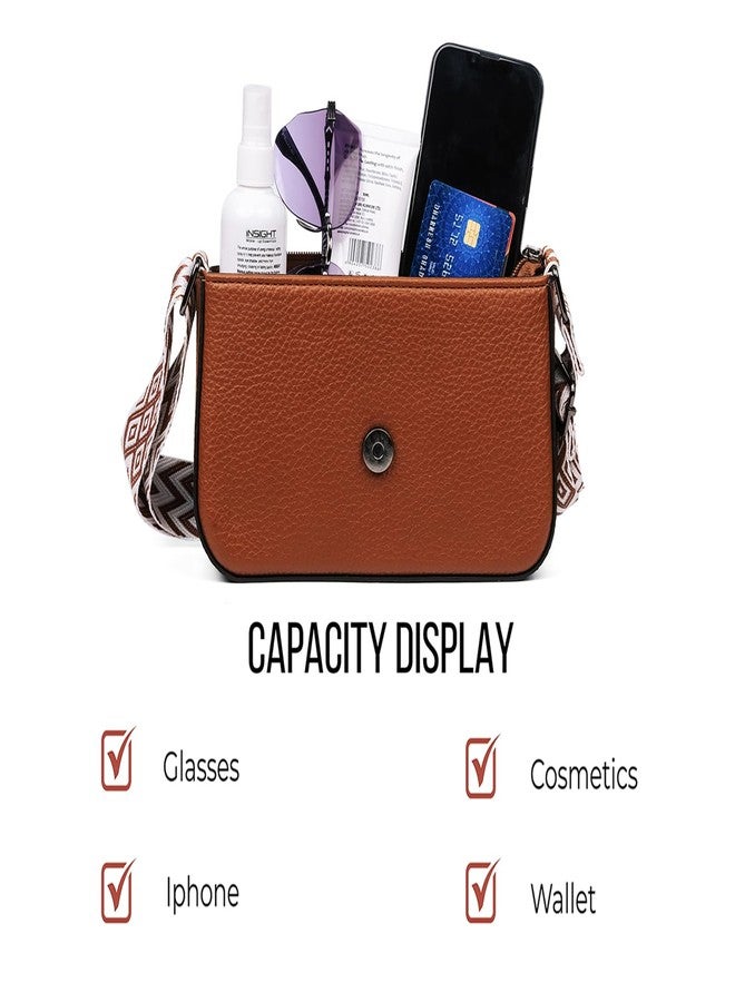 INOVERA (LABEL) Ladies Travel Crossbody Sling Bag for Womens and Girls - Stylish Faux Leather Shoulder Bags Purse with Adjustable Strap (Brown) - Image 5
