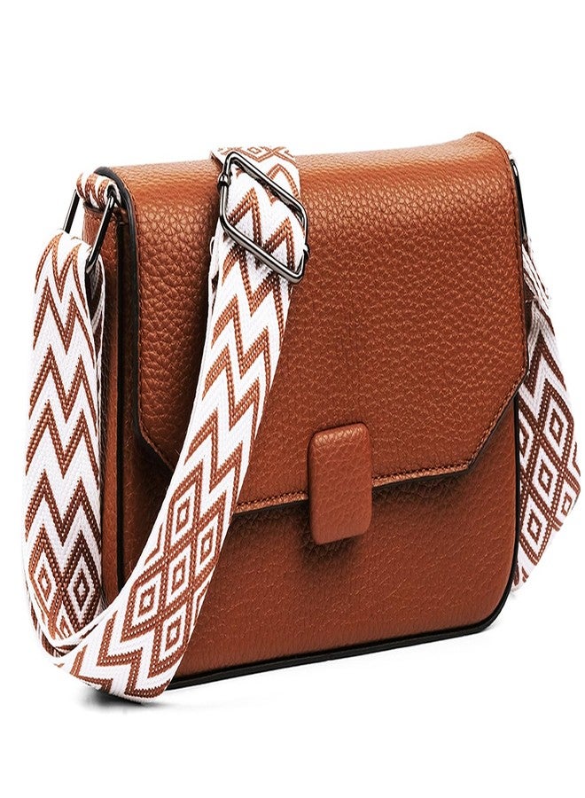 INOVERA (LABEL) Ladies Travel Crossbody Sling Bag for Womens and Girls - Stylish Faux Leather Shoulder Bags Purse with Adjustable Strap (Brown) - Image 1