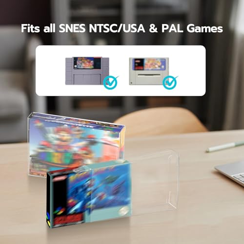 Mcbazel حافظة كارتريدج بلاستيكية شفافة 10 عبوات من مكبازيل لجهاز SNES - غلاف تخزين واقي لألعاب SNES، غلاف صلب قديم مع غطاء عرض مضاد للغبار - Image 3