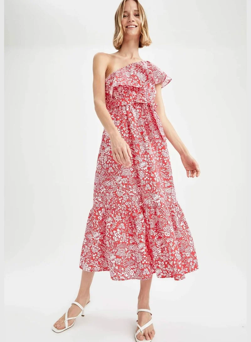 DeFacto Floral One-Shoulder Dress
