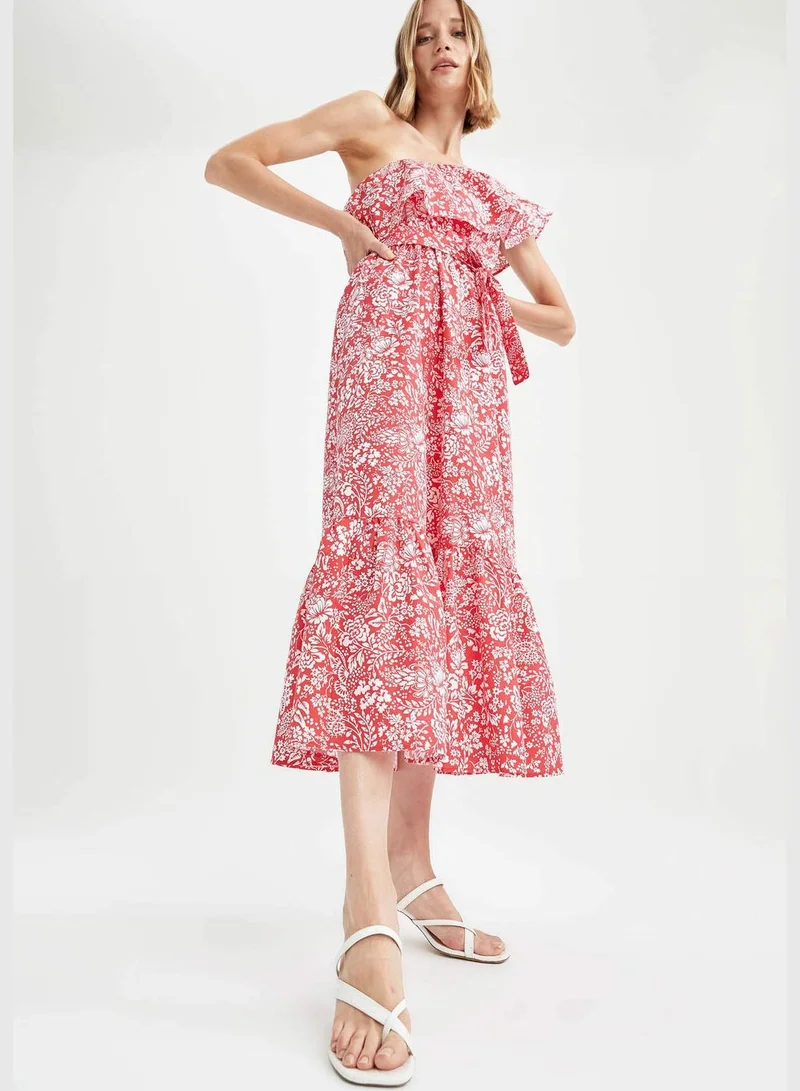DeFacto Floral One-Shoulder Dress