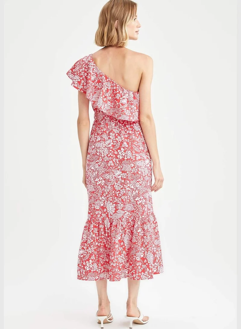 DeFacto Floral One-Shoulder Dress