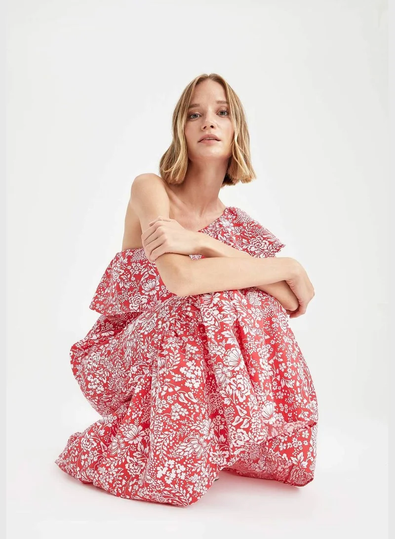 DeFacto Floral One-Shoulder Dress