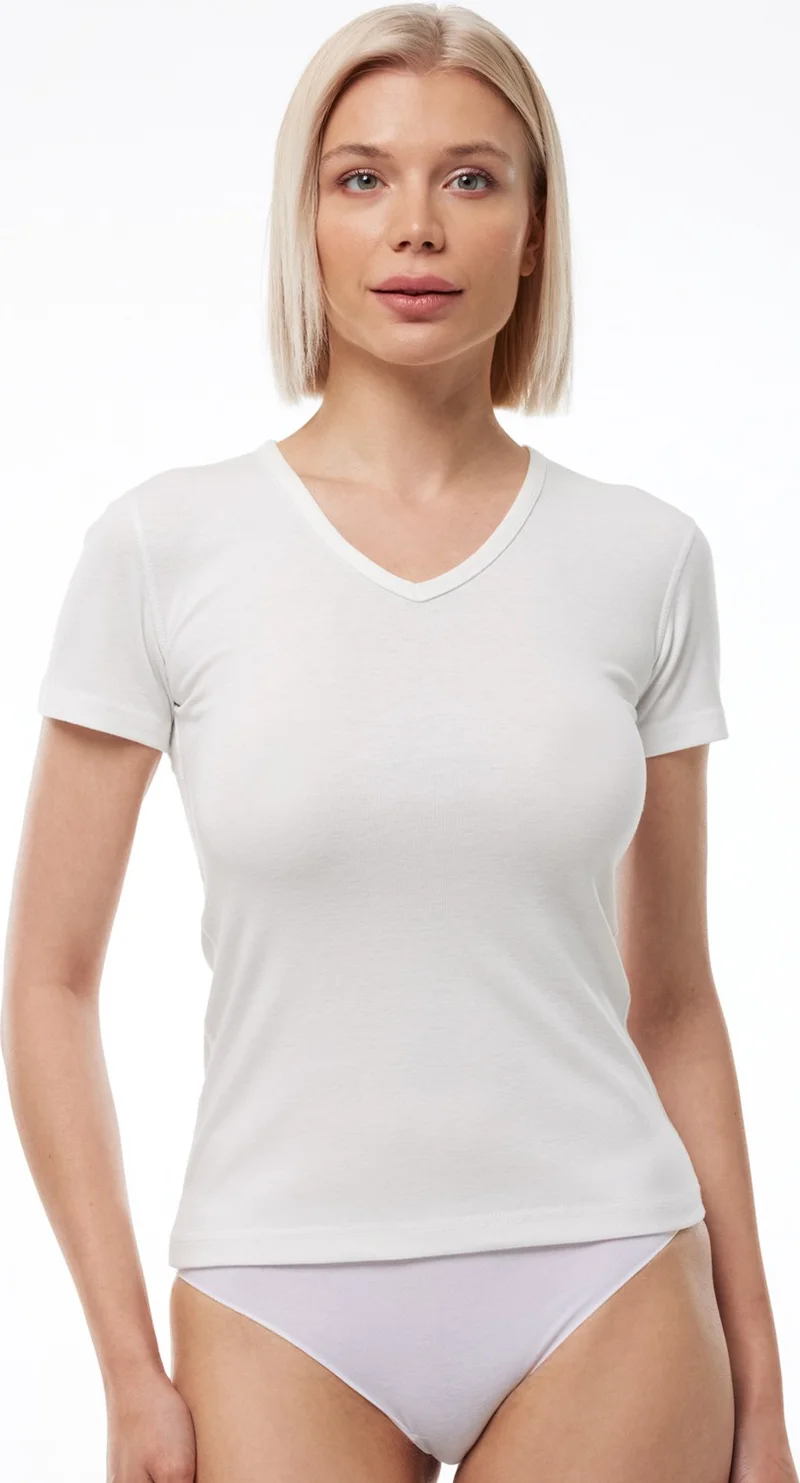 Malabadi Women's Thermal Underwear V Neck Short Sleeve Top 707