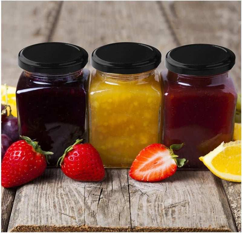 FUFU square jar with black sealed metal regular lid (4oz/100ml), sealed transparent glass jar, used as dessert, coffee beans, seasoning, honey, jam, jelly, total 12 jars (100ML) - Image 5