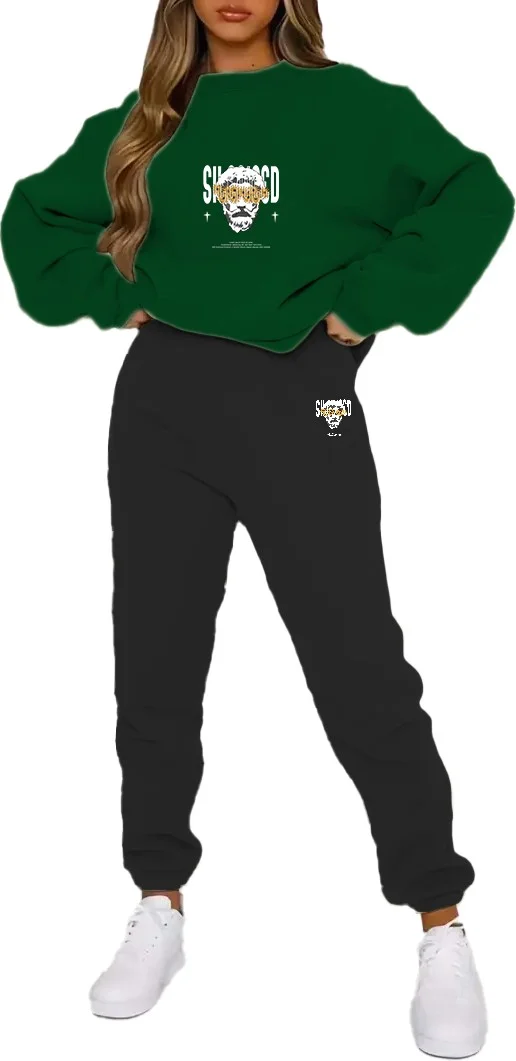 DogFish Tracksuit Set Oversize Sitdown Printed Tracksuit Set,lover,couple Combination Orange
