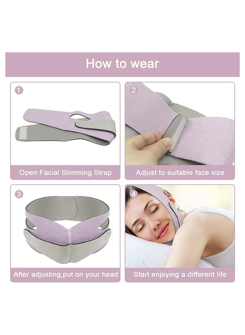 إسكدنيا Face Slimming Strap for Double Chin Reduction, V-Line Cheek Lift Band, Pain-Free Face Shaper for Anti-Aging and Wrinkle Reduction, Snoring Relief (Pink) - Image 3