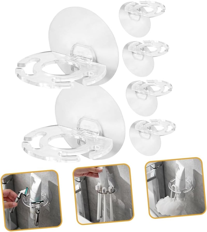 LOZOX Wall Mounted Toothbrush Holder | Self-Adhesive Transparent Bathroom Organizer for Toothpaste, Brushes & Razors - Holds 4 Toothbrushes | No Drilling, Waterproof & Space Saving (1) - Image 1