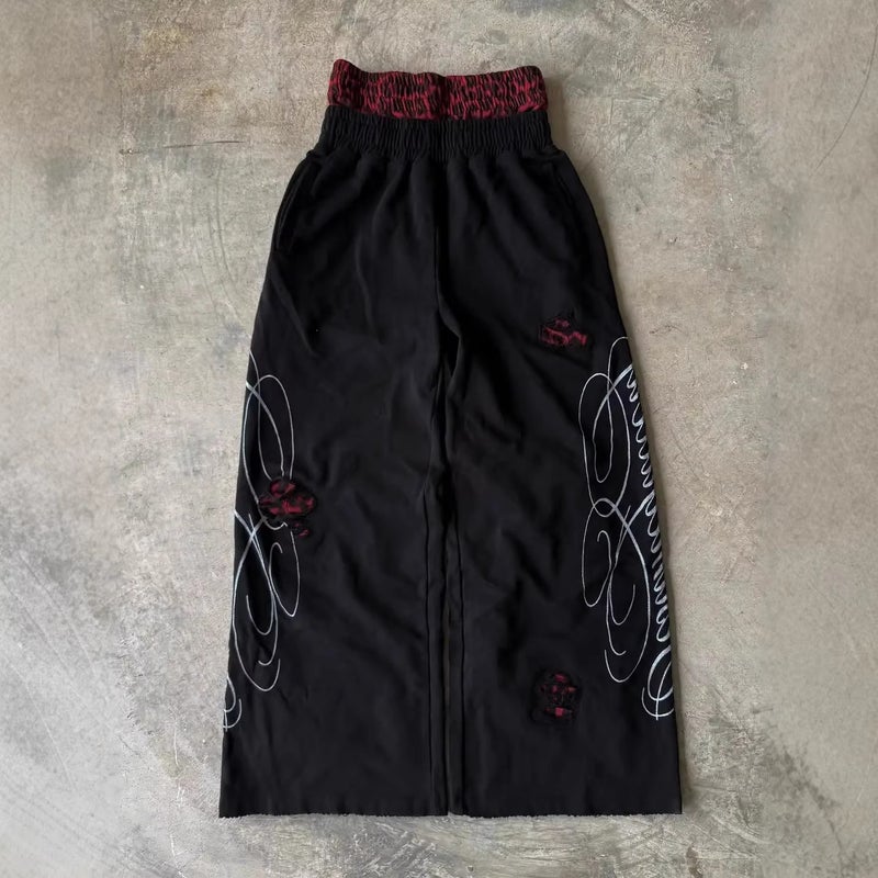 Men's Retro Y2K Loose Fit Sweatpants With Letter Print - Image 1