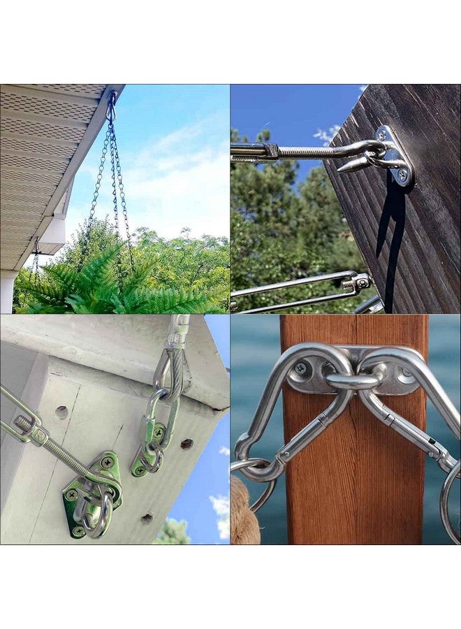 yuntop yuntop 4 Pack 304 Stainless Steel Ceiling Pad Eye Plate U Hook & 8 Pack Screws & 8 Pack Plastic Expansion Tube 1.8 Inch Wall Mount Marine Hardware Staple Hooks Loop Metal Staple Ring Hook Eyes Hanger  - Image 2