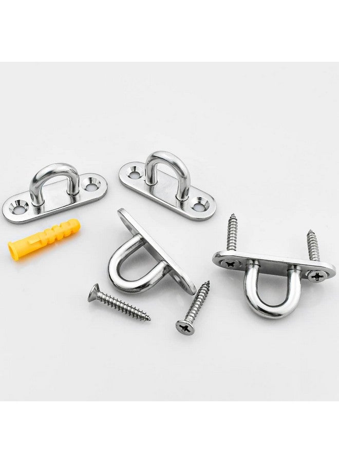 yuntop yuntop 4 Pack 304 Stainless Steel Ceiling Pad Eye Plate U Hook & 8 Pack Screws & 8 Pack Plastic Expansion Tube 1.8 Inch Wall Mount Marine Hardware Staple Hooks Loop Metal Staple Ring Hook Eyes Hanger  - Image 5
