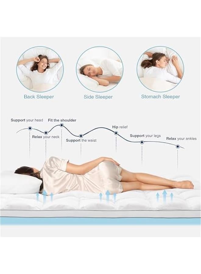 Arabest 4 Inch Queen Size Memory Foam Mattress Topper with Dual-Layer Design, Cooling Pillow Top Cover, Gel Memory Foam - White - Image 3