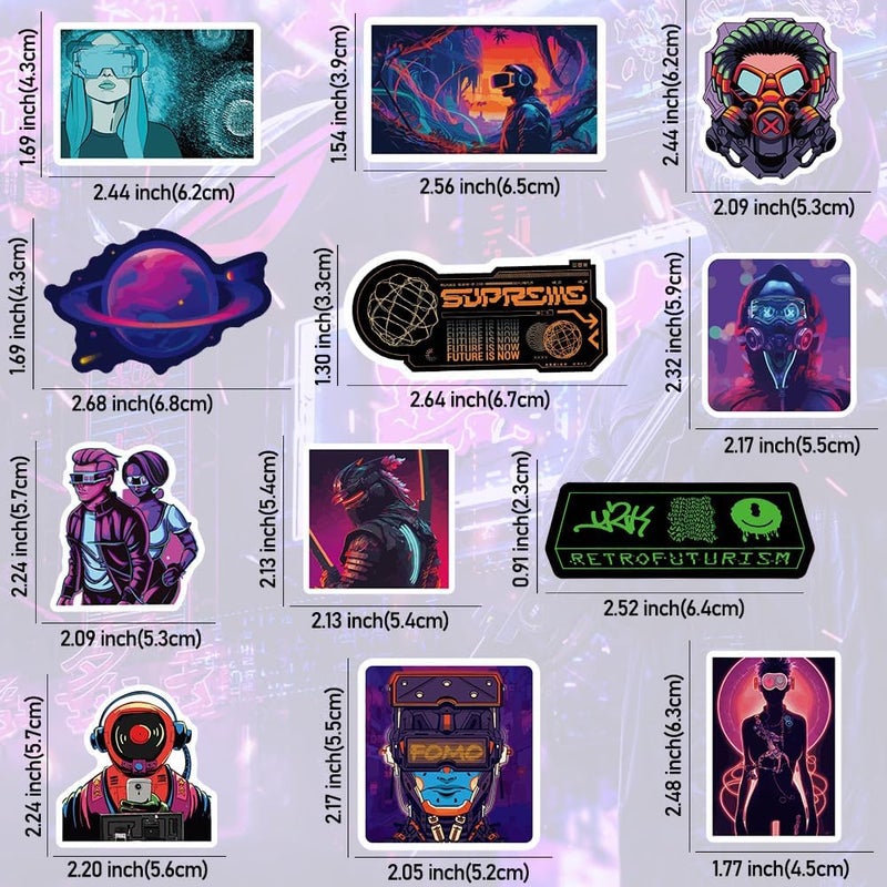 QTL Stickers 75pcs Cyberpunk Stickers for Adults Vaporwave Stickers for Laptop Vaporwave Stickers for Water Bottle Waterproof Stickers - Image 4