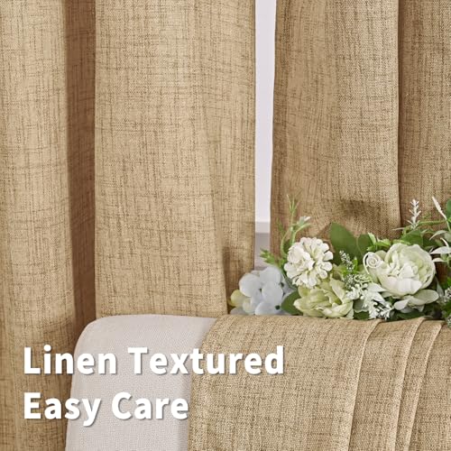 BGment Burlap Linen Curtains 63 Inch Length 2 Panels, Back Tab and Rod Pocket Semi Sheer Textured Window Drapes Light Filtering for Bedroom Farmhouse Living Room Privacy, 52 Inch Wide Each Panel - Image 3
