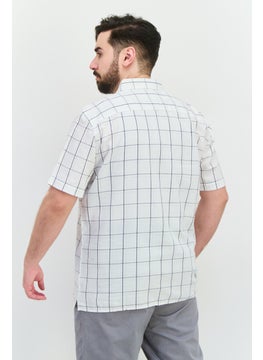 French Connection Men Regular Fit Checkered Short Sleeves Casual Shirt, Off White  - Image 2