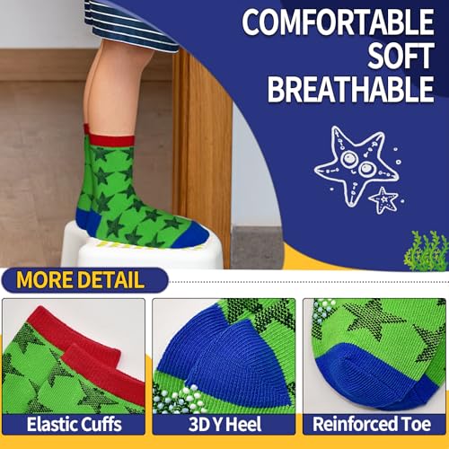 HYCLES Anti Slip Toddler Socks, 12 Pairs Non-Skid Cotton Grip Kid Socks for 3-5T Kids Boy Girl - Image 5