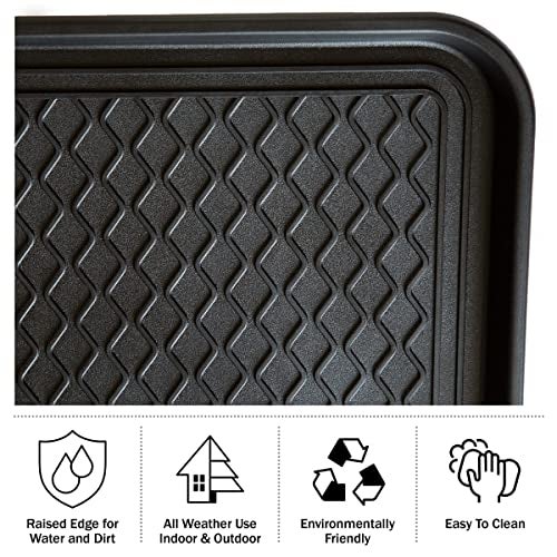 Stalwart 75ST6012 All Weather Boot TrayWater Resistant Plastic Utility Shoe Mat for Indoor and Outdoor Use in All Seasons Black Large - Image 3