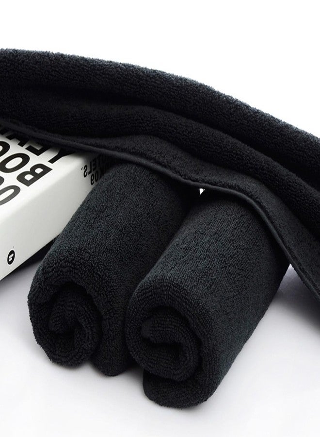 JININQ Premium Black Hand Towels 100% Cotton 700 GSM 14 x 29 inches (2-Pack) - Image 2