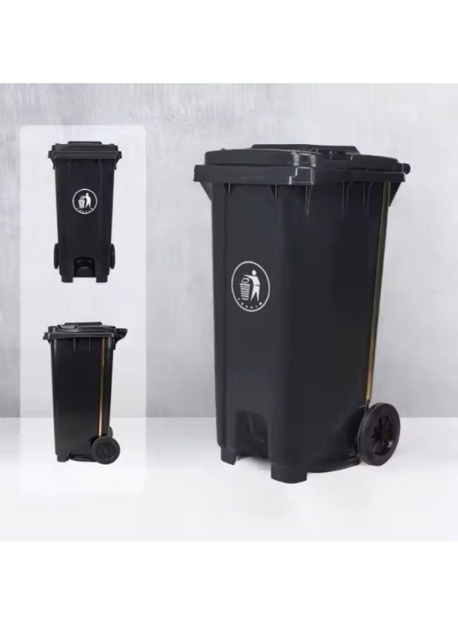 مجال العربية سلة مهملات دعسة ( 240 لتر ) لون اسود بكفرات - Image 2