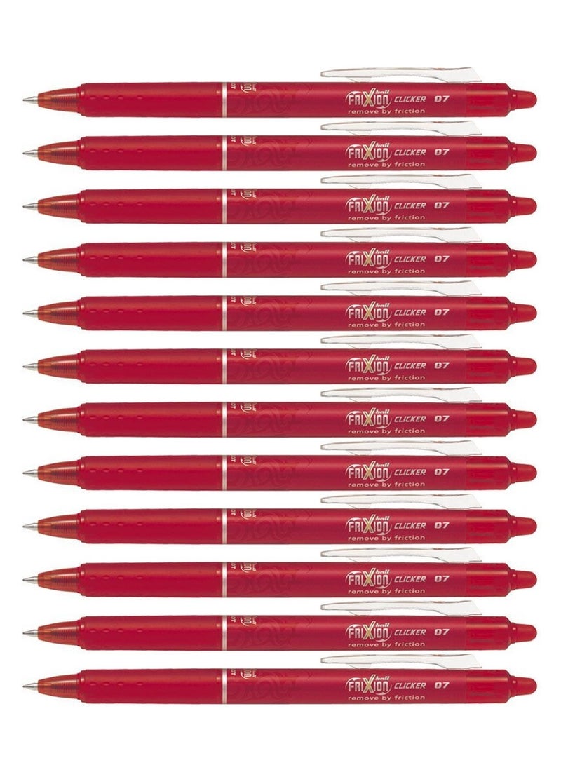 PILOT 12-Piece Frixion Clicker Erasable Ball Pen 0.7mm Tip Red Ink - Image 1