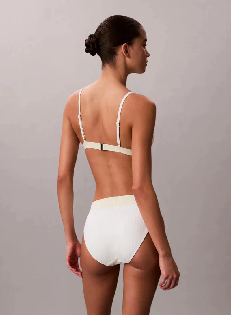 Calvin Klein 20186 PENNY STRIPE+WHITE JADE Triangle Bikini Top - CK Icon for Women | Best Price UAE
