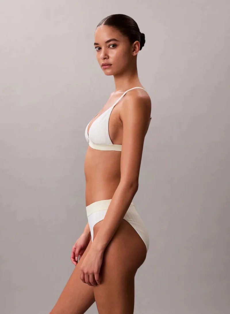 Calvin Klein 20186 PENNY STRIPE+WHITE JADE Triangle Bikini Top - CK Icon for Women | Best Price UAE