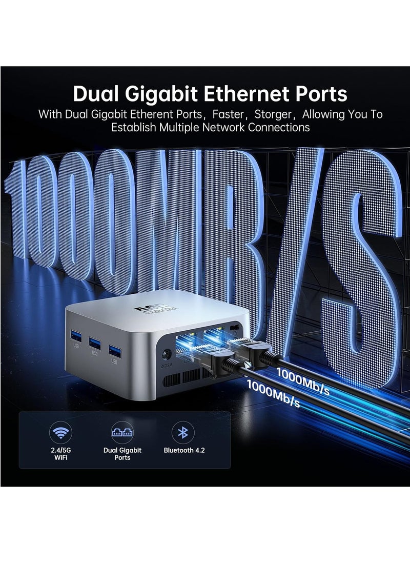 NIPOGI - Mini PC, Intel N95(up to 3.4GHz) 12th Gen Processor GK3PLUS Mini Desktop Computer, 8GB RAM 256GB SSD, Dual 4K HDMI/VGA, Small PC, 2.4/5G WiFi/Bluetooth, Business/Office/HTPC - Image 1