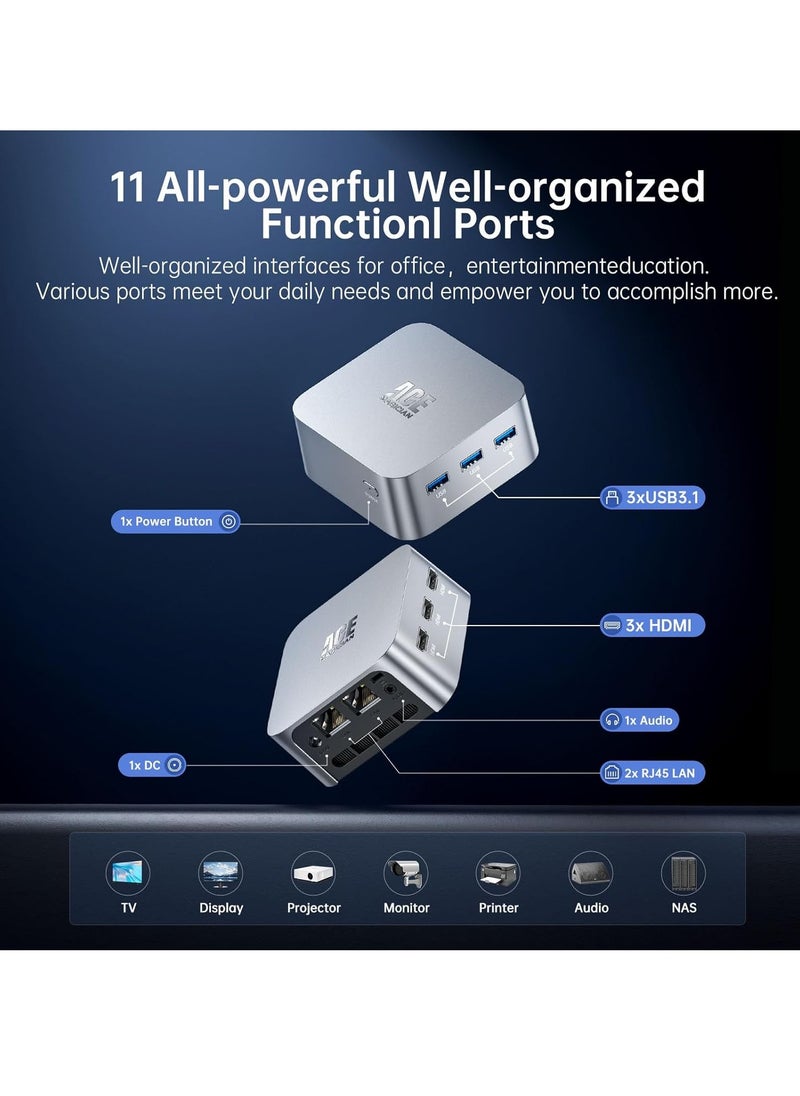 NIPOGI - Mini PC, Intel N95(up to 3.4GHz) 12th Gen Processor GK3PLUS Mini Desktop Computer, 8GB RAM 256GB SSD, Dual 4K HDMI/VGA, Small PC, 2.4/5G WiFi/Bluetooth, Business/Office/HTPC - Image 1