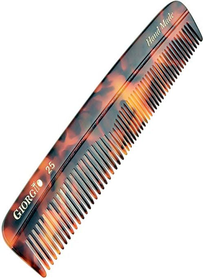Giorgio G25 Double Tooth Small Hair Pocket Comb, Fine/Wide Tooth Comb For Hair, Beard And Mustache, Coarse/Fine Hair Styling Grooming Comb For Men, Women And Kids. Saw Cut Handmade And Polished - Image 1