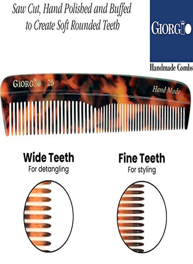 Giorgio G25 Double Tooth Small Hair Pocket Comb, Fine/Wide Tooth Comb For Hair, Beard And Mustache, Coarse/Fine Hair Styling Grooming Comb For Men, Women And Kids. Saw Cut Handmade And Polished - Image 2