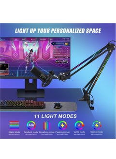 XiuWoo RGB Light Microphone Stand Arm Boom Desk Holder Multiple Joint Angle Adjustment with Microphone Clip Suitable for 2 kg,Black  - Image 2