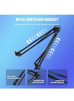 XiuWoo RGB Light Microphone Stand Arm Boom Desk Holder Multiple Joint Angle Adjustment with Microphone Clip Suitable for 2 kg,Black  - Image 3