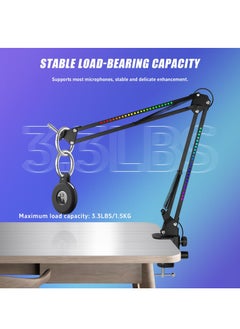 XiuWoo RGB Light Microphone Stand Arm Boom Desk Holder Multiple Joint Angle Adjustment with Microphone Clip Suitable for 2 kg,Black  - Image 5