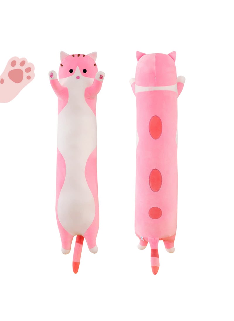 Rexinc Rexinc Lonng Pink Cat Plush Pillow Toy Sleeping Pillow Cute Cartoon Cat Stuffed Animals Soft Long Body Pillow Gift for Kids(19.68in) 