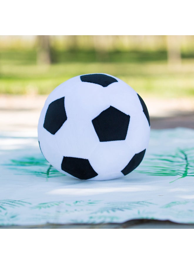 Simulation Football Basketball Billiards Volleyball Plush Toys Creative Spherical Dolls For Children Ornaments Wholesale-Specifications:Black And White Balls Without Legs-Color:25cm - Image 1
