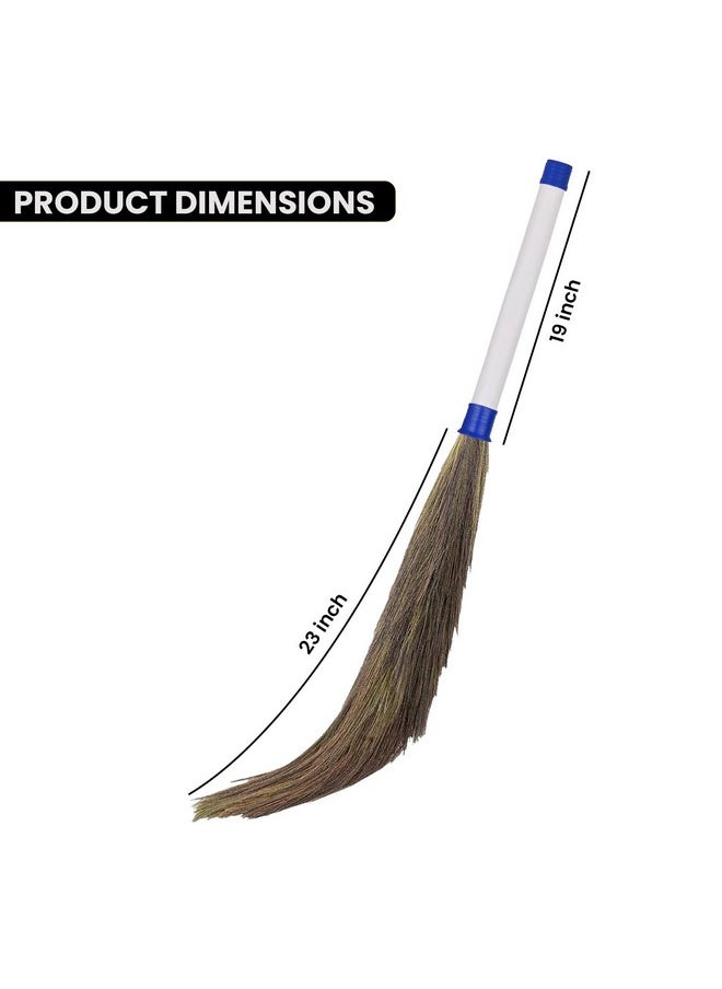 Zureni Zureni Sangini Traditional Grass Broom 39" Phool Jhaadu Comfortable Grip Broomstick with Sturdy Bristles Suitable for Households, Offices and Commercial Spaces Cleaning (Pack of 2, Random Colors)  - Image 3