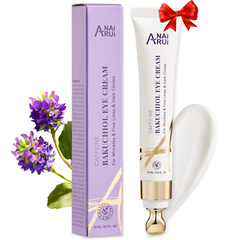 ANAI RUI Caffeine Bakuchiol Firming Eye Cream, Retinol & Peptide Eye Cream for Dark Circles, Puffiness, Wrinkles, Bakuchiol Alternative Retinol Eye Moisturizer for Under-Eye Skin Repair 0.5 FL OZ - Image 1