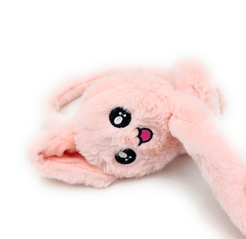 THE DDS STORE Women Kids Warm Plush Earmuffs Funny Bunny Ear Muffs with Moving Ears Cute Windproof Ear Warmer Toys Gift (Peach) - Image 5