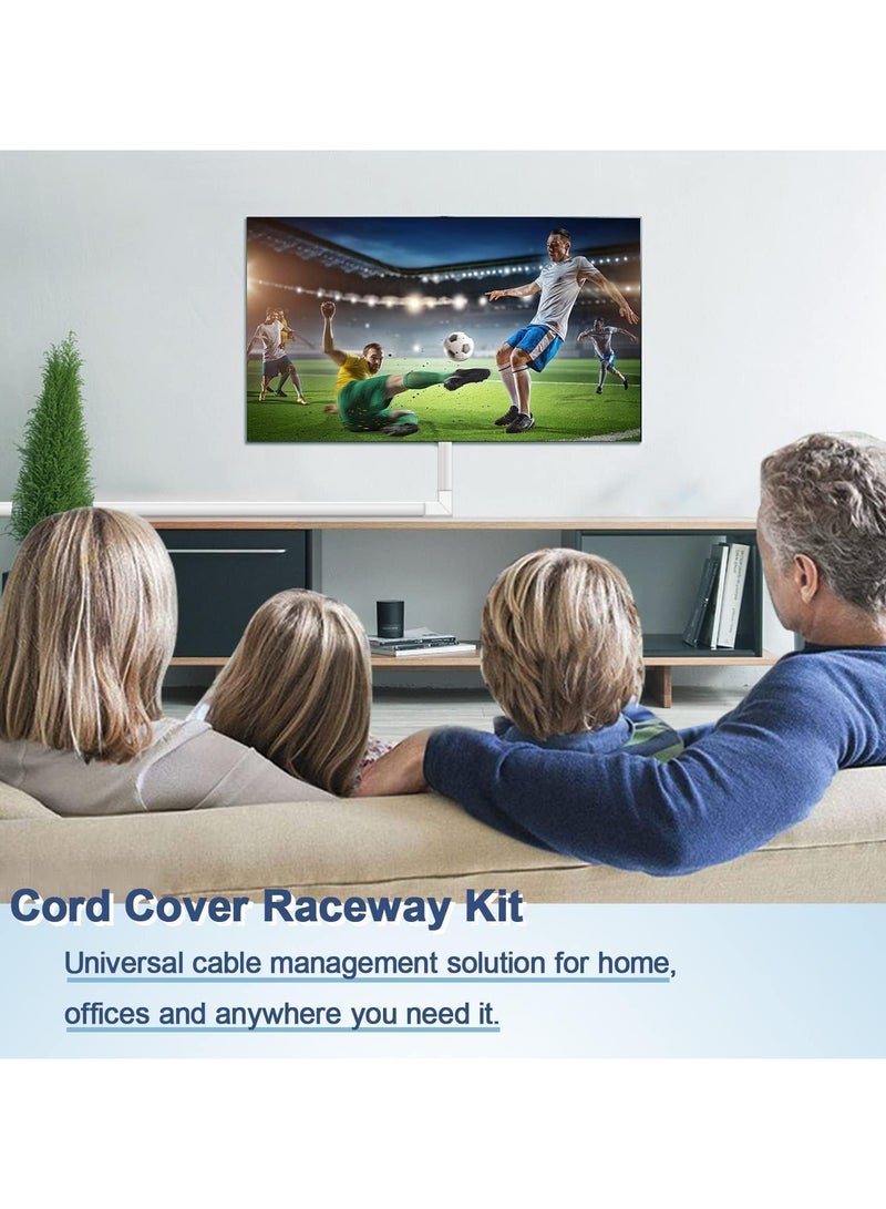 Alruht Cord Cover Raceway Kit White, 4m Cable Cover Channel, Paintable Cord Concealer System Cable Hider, Cord Wires, Hiding Wall Mount TV Powers Cords in Home Office - Image 3