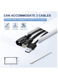 Alruht Cord Cover Raceway Kit White, 4m Cable Cover Channel, Paintable Cord Concealer System Cable Hider, Cord Wires, Hiding Wall Mount TV Powers Cords in Home Office  - Image 2